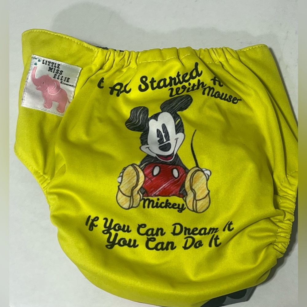 Cloth Diaper Mickey Mouse Let’s Miss Ellie & Company Yellow/Gray Adjustable Snap